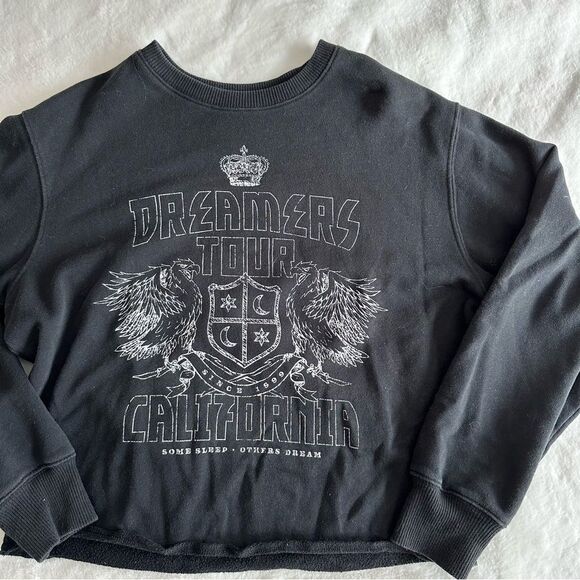 Hollister Graphic Band Crewneck Cropped Sweatshirt Women’s Size Small - Picture 2 of 11